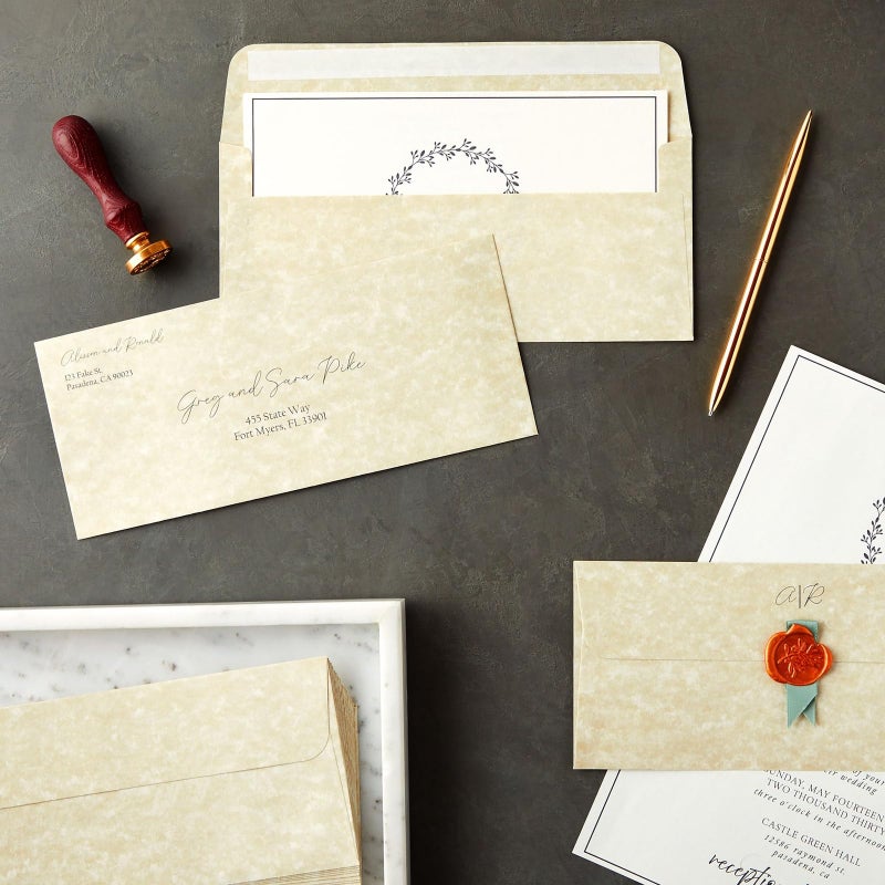 Sustainable Greetings 50-Pack #10 Parchment Paper Business Mailers - 4 1/8 x 9 1/2 In, Ivory 90 GSM - Peel & Seal Adhesive Strip Closure for Letters & Invitations - Image 2